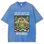 Unisex Make The Vibe Weird Frog Baby Printed Washed Tee