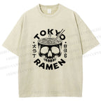 Unisex Tokyo Ramen Printed Washed Tee