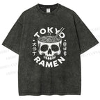 Unisex Tokyo Ramen Printed Washed Tee
