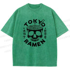 Unisex Tokyo Ramen Printed Washed Tee
