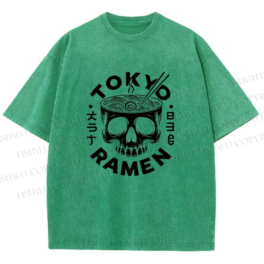 Unisex Tokyo Ramen Printed Washed Tee