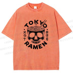 Unisex Tokyo Ramen Printed Washed Tee