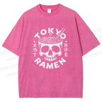 Unisex Tokyo Ramen Printed Washed Tee