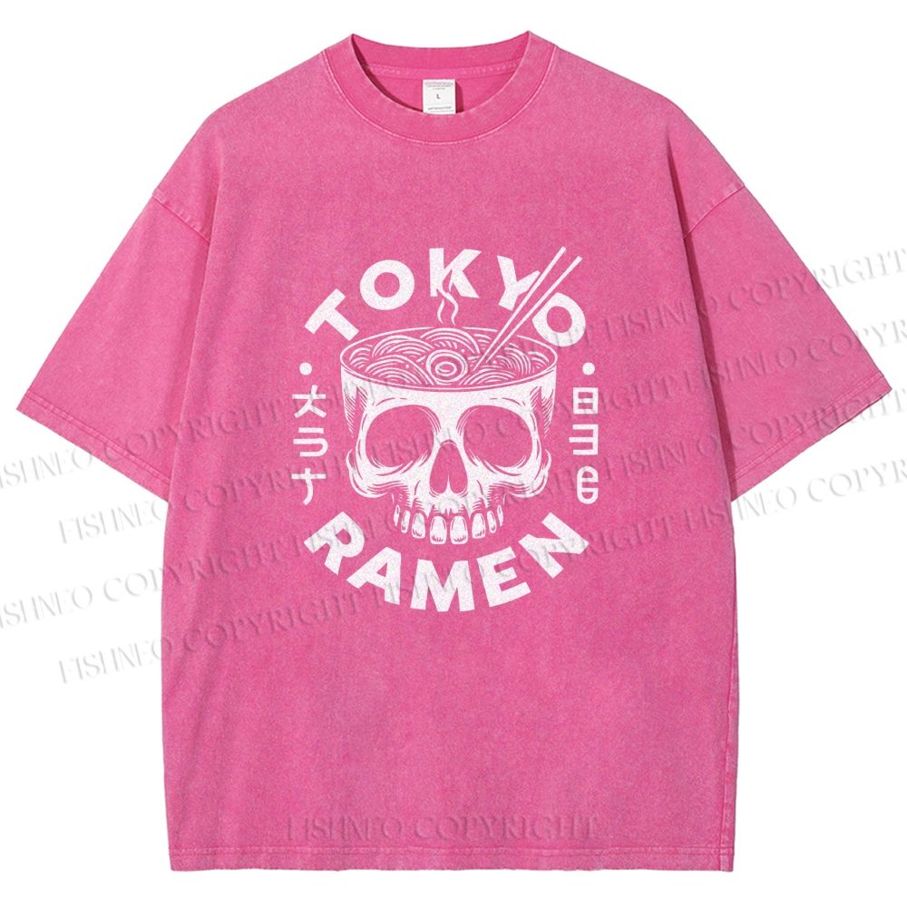 Unisex Tokyo Ramen Printed Washed Tee