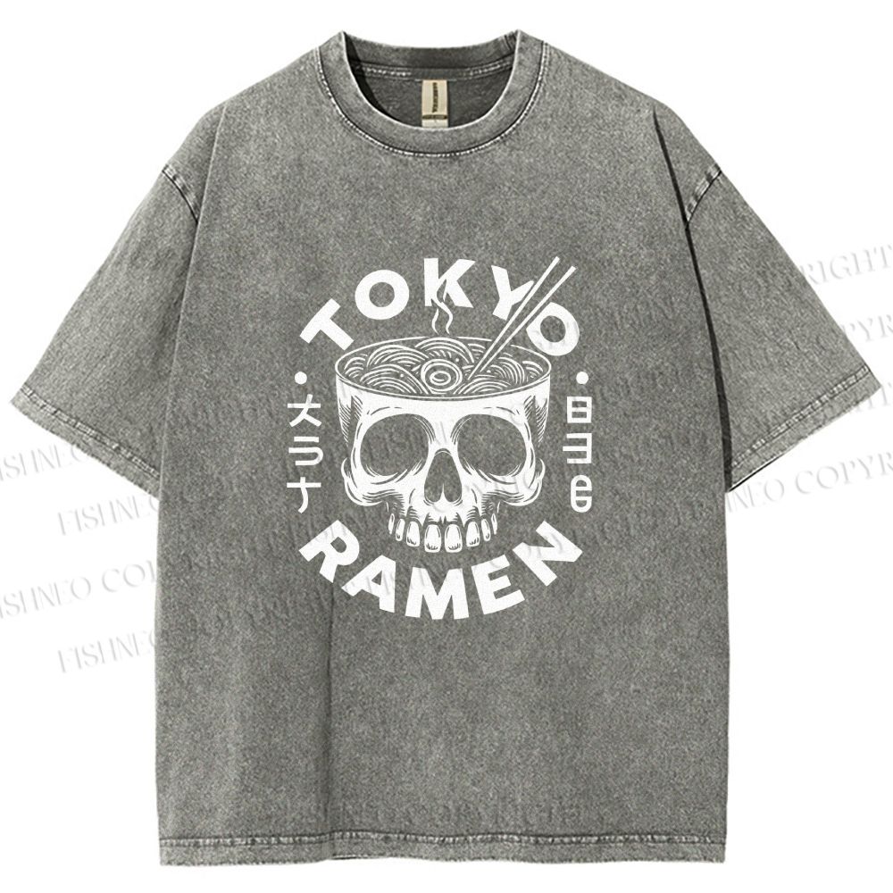 Unisex Tokyo Ramen Printed Washed Tee