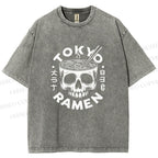 Unisex Tokyo Ramen Printed Washed Tee