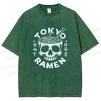 Unisex Tokyo Ramen Printed Washed Tee