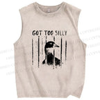 Unisex Got Too Silly Goose Printed Washed Tank Top