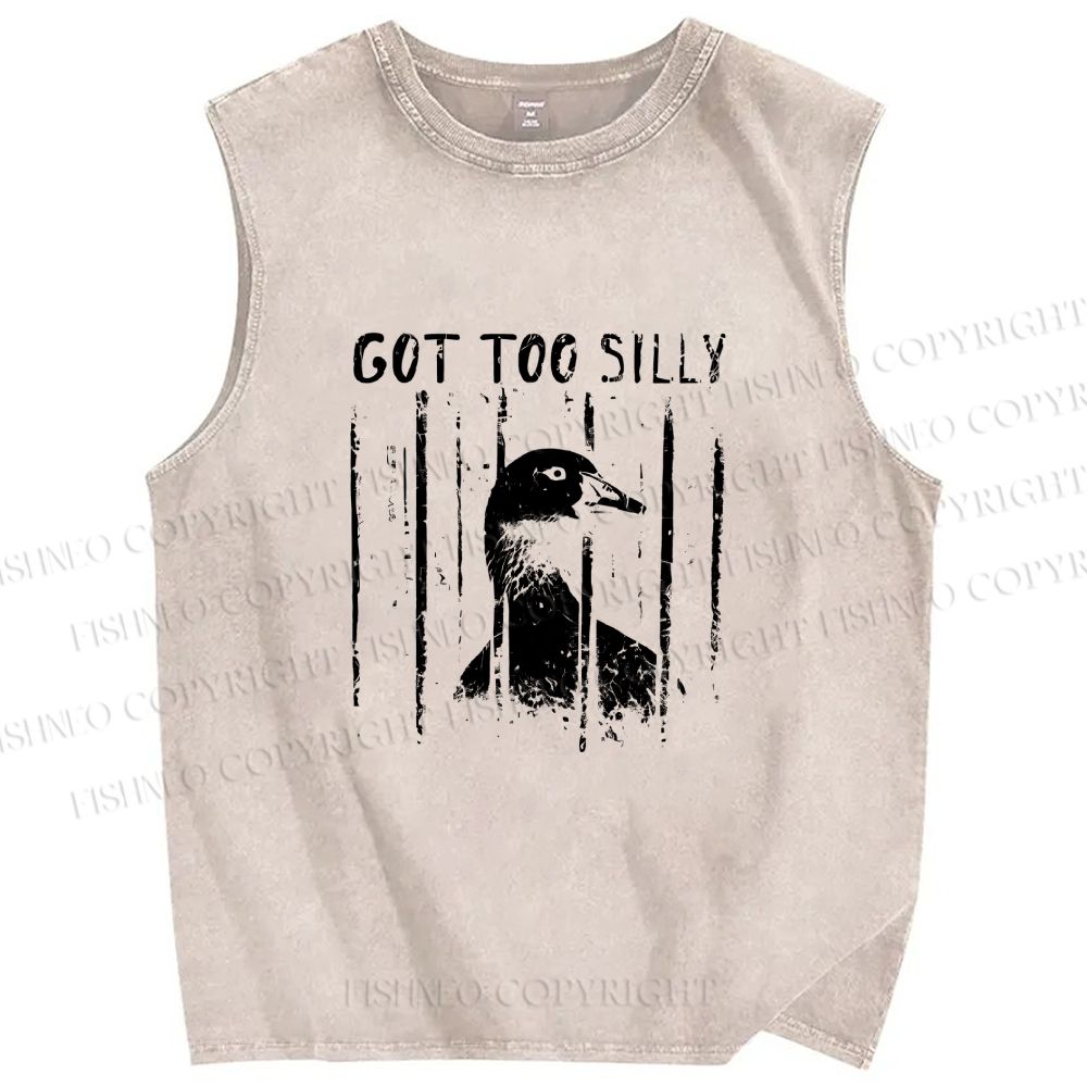 Unisex Got Too Silly Goose Printed Washed Tank Top