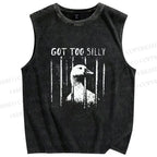 Unisex Got Too Silly Goose Printed Washed Tank Top