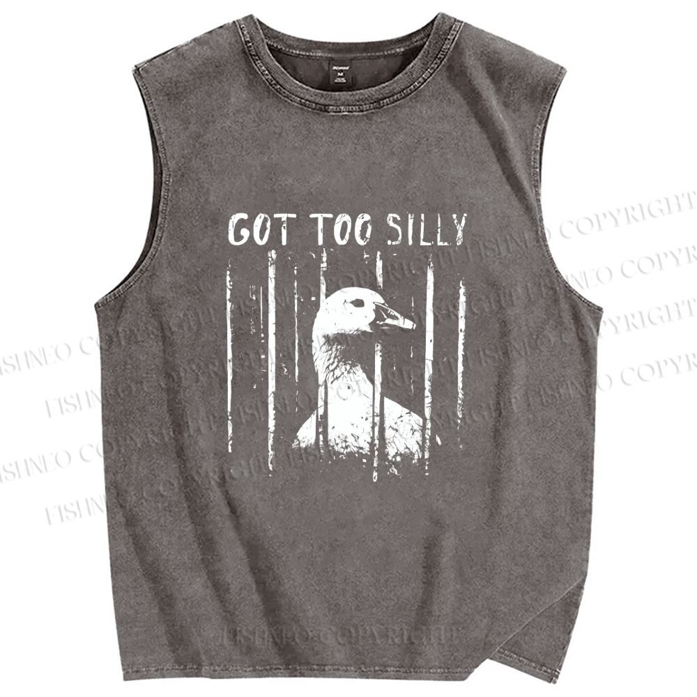 Unisex Got Too Silly Goose Printed Washed Tank Top