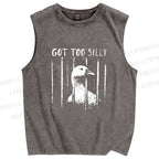 Unisex Got Too Silly Goose Printed Washed Tank Top