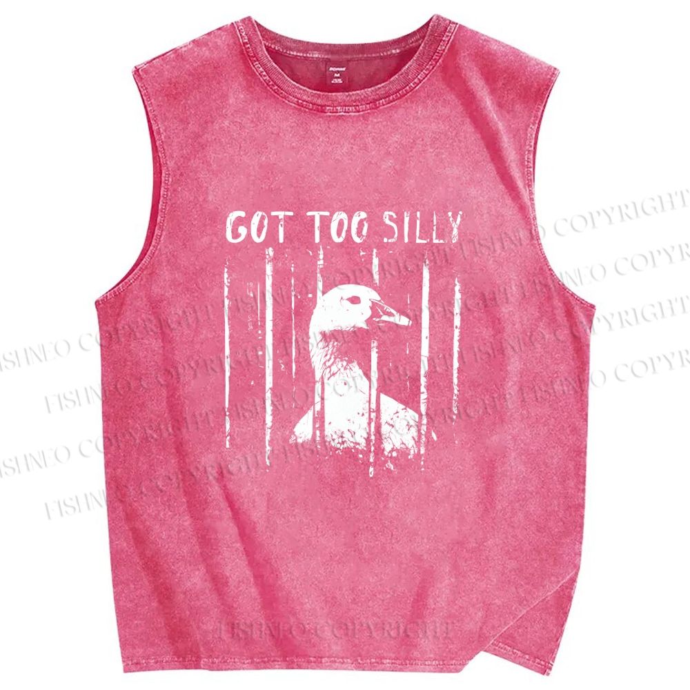 Unisex Got Too Silly Goose Printed Washed Tank Top