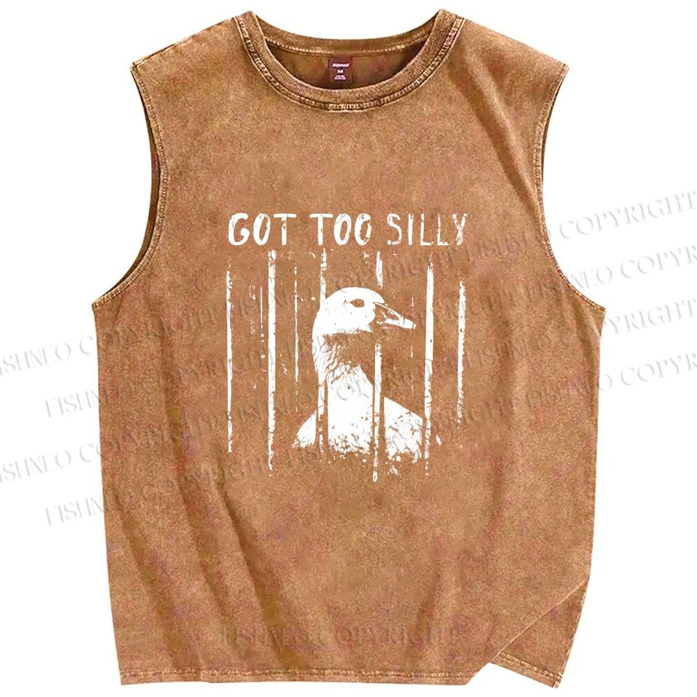 Unisex Got Too Silly Goose Printed Washed Tank Top
