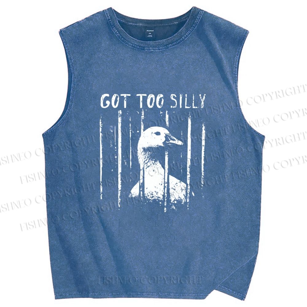 Unisex Got Too Silly Goose Printed Washed Tank Top