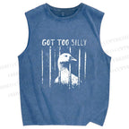 Unisex Got Too Silly Goose Printed Washed Tank Top