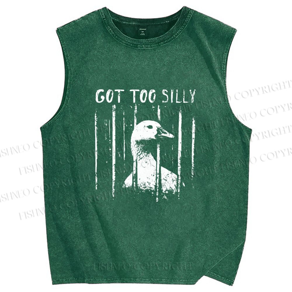 Unisex Got Too Silly Goose Printed Washed Tank Top