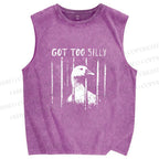 Unisex Got Too Silly Goose Printed Washed Tank Top