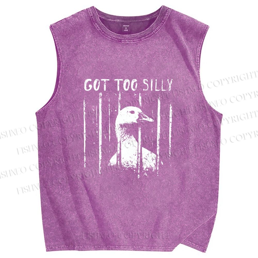Unisex Got Too Silly Goose Printed Washed Tank Top