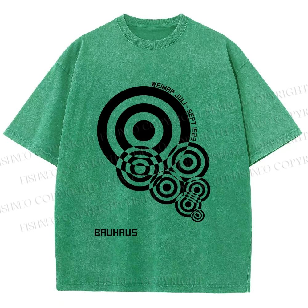 Unisex Bauhaus Geometric Circles Printed Washed Tee