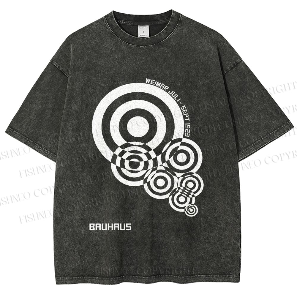 Unisex Bauhaus Geometric Circles Printed Washed Tee