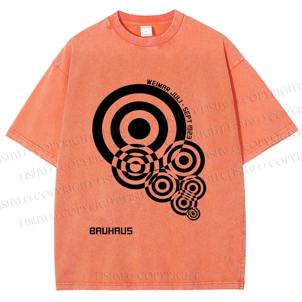 Unisex Bauhaus Geometric Circles Printed Washed Tee