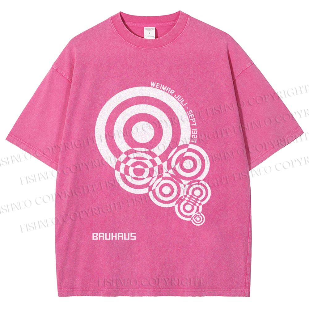 Unisex Bauhaus Geometric Circles Printed Washed Tee