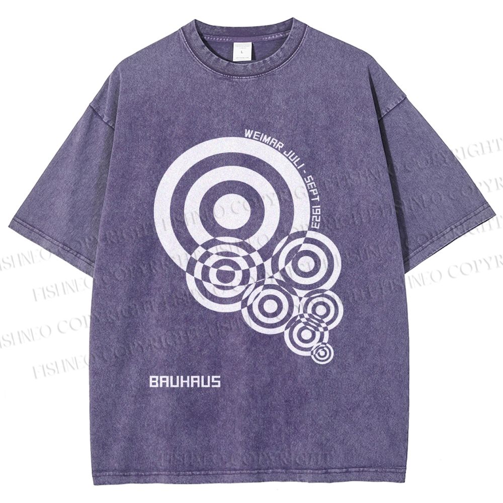 Unisex Bauhaus Geometric Circles Printed Washed Tee