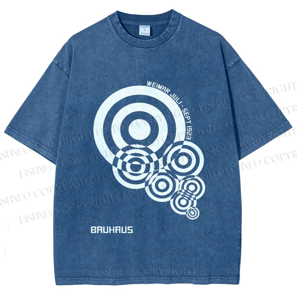 Unisex Bauhaus Geometric Circles Printed Washed Tee