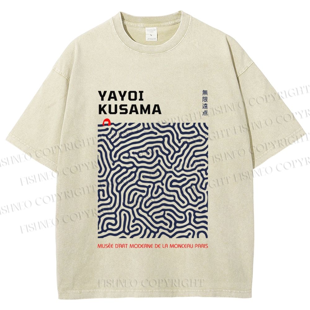 Unisex Yayoi Kusama Labyrinth Printed Washed Tee