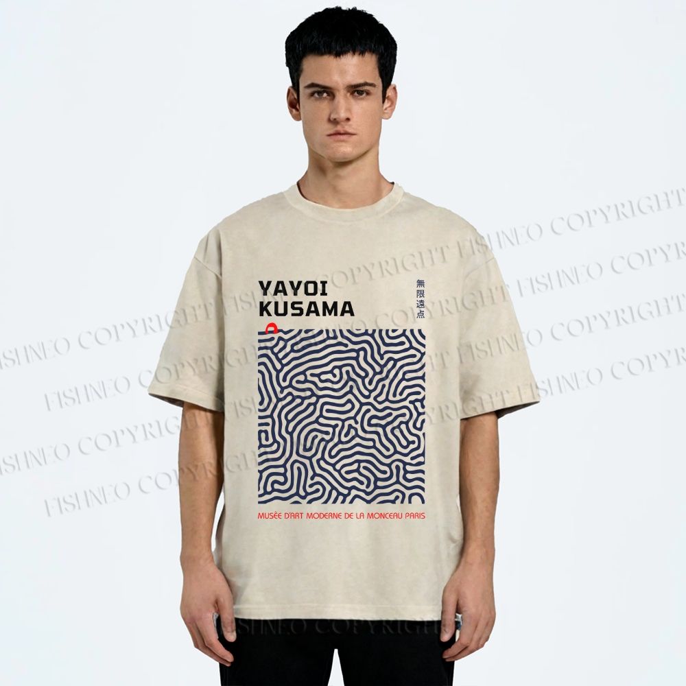 Unisex Yayoi Kusama Labyrinth Printed Washed Tee