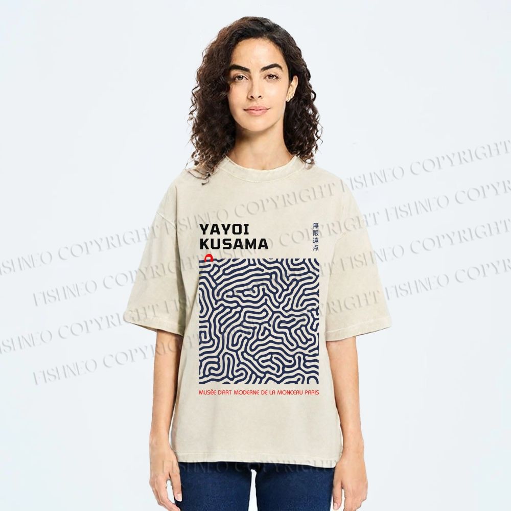 Unisex Yayoi Kusama Labyrinth Printed Washed Tee