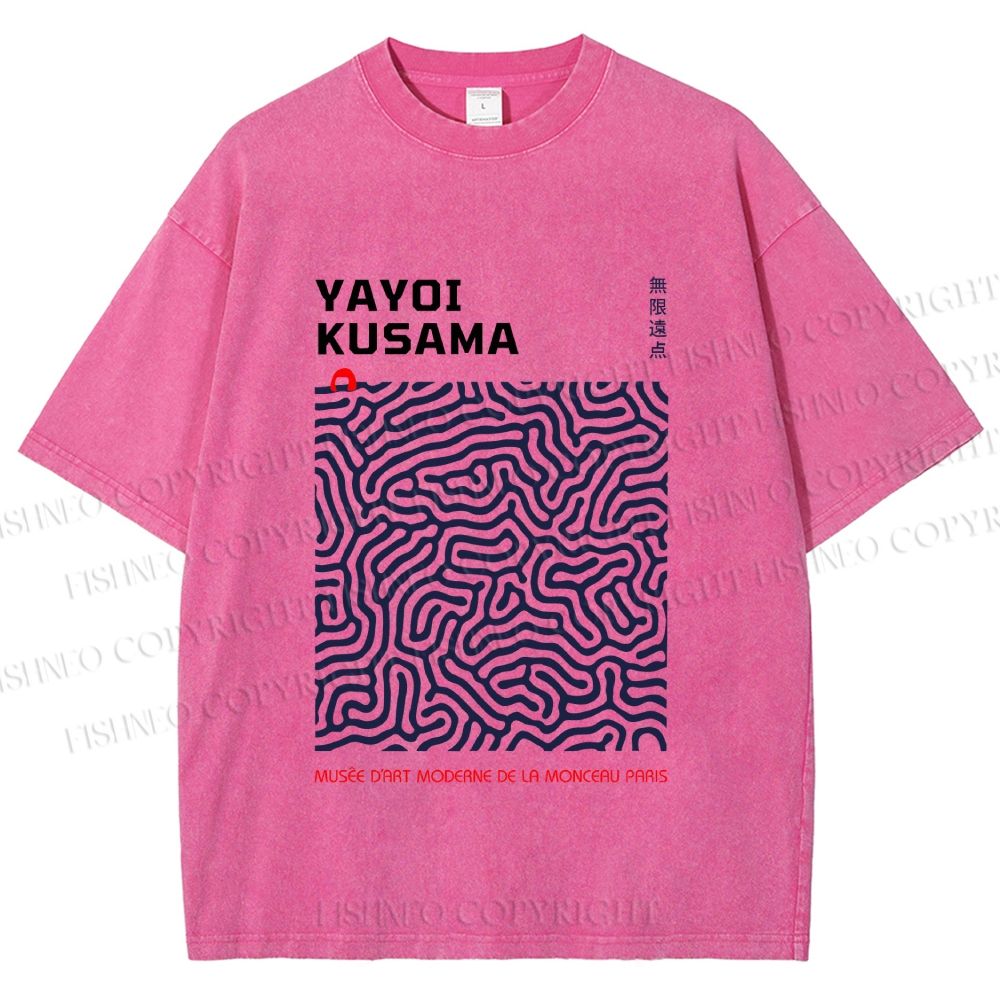 Unisex Yayoi Kusama Labyrinth Printed Washed Tee
