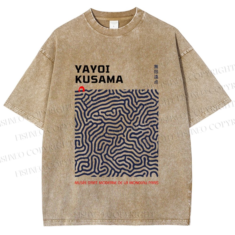 Unisex Yayoi Kusama Labyrinth Printed Washed Tee
