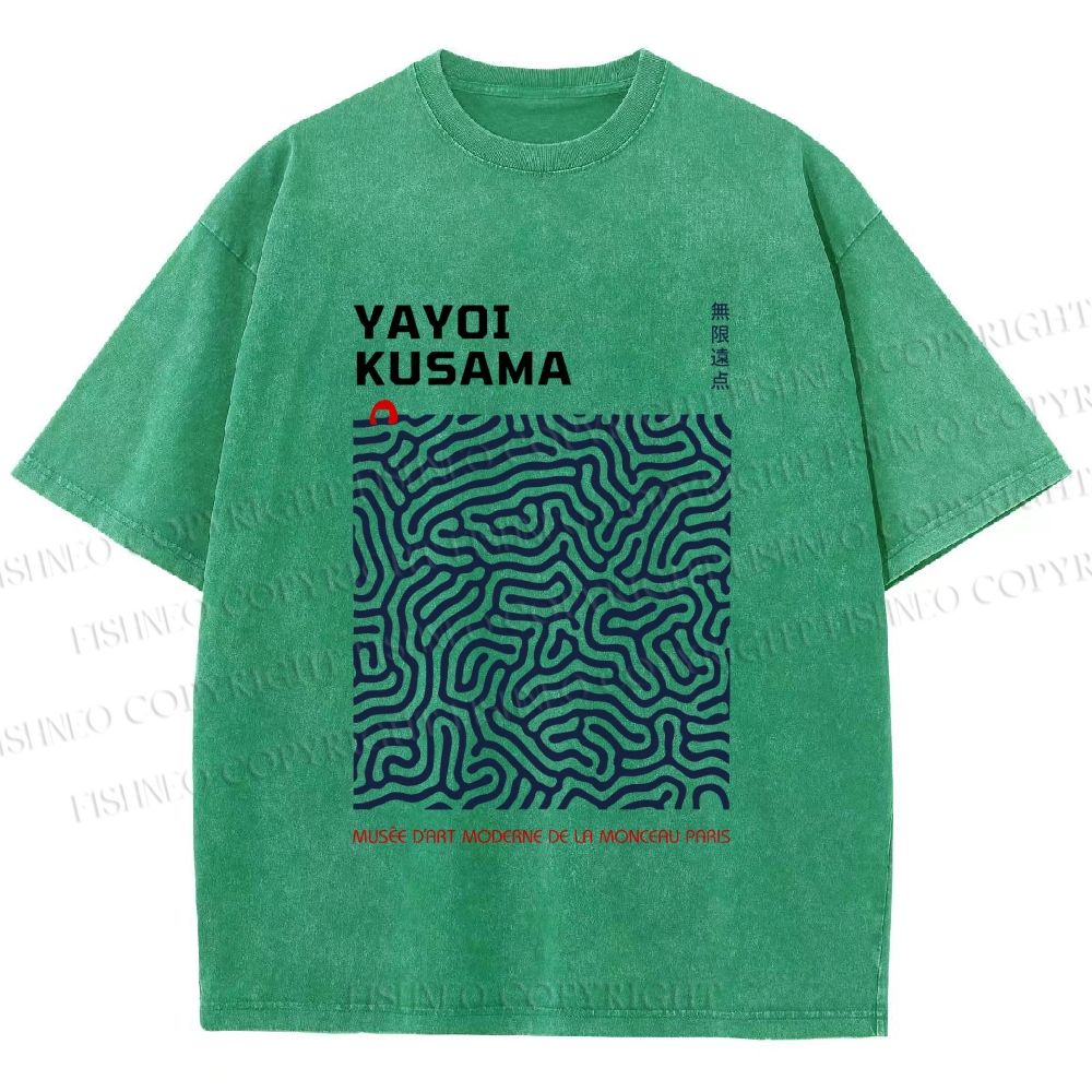 Unisex Yayoi Kusama Labyrinth Printed Washed Tee