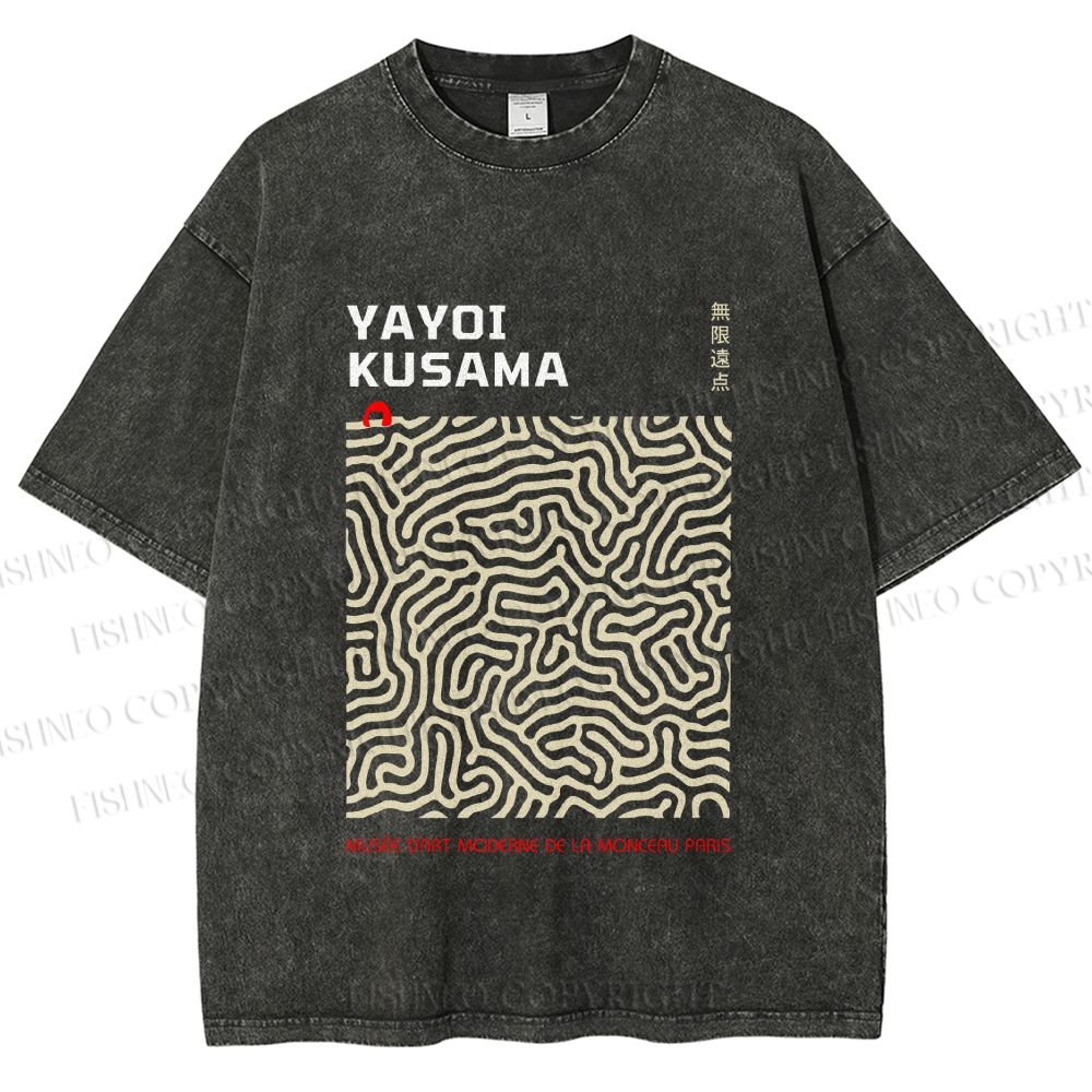 Unisex Yayoi Kusama Labyrinth Printed Washed Tee