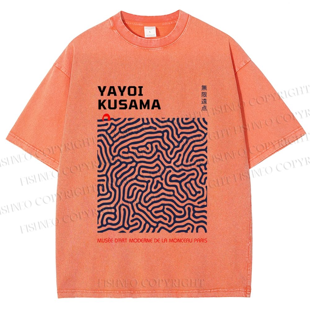 Unisex Yayoi Kusama Labyrinth Printed Washed Tee