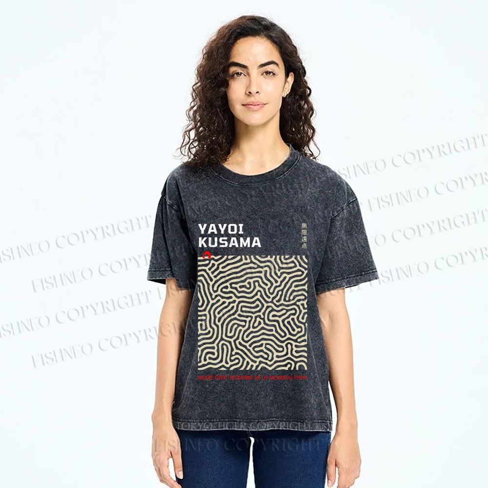 Unisex Yayoi Kusama Labyrinth Printed Washed Tee