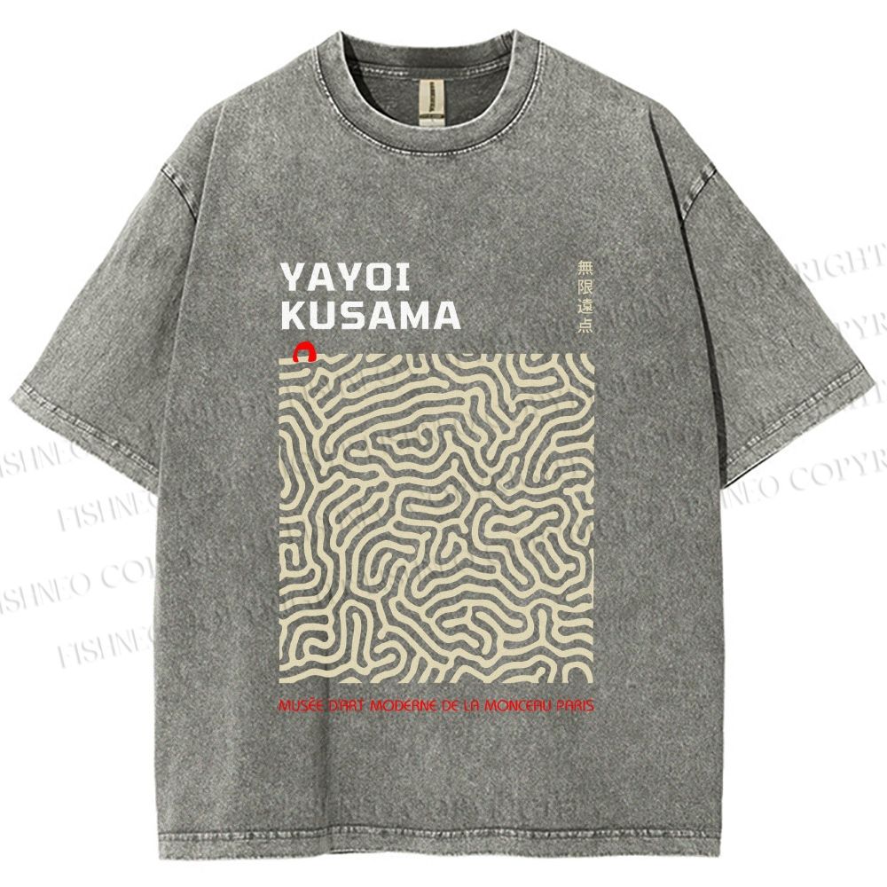 Unisex Yayoi Kusama Labyrinth Printed Washed Tee