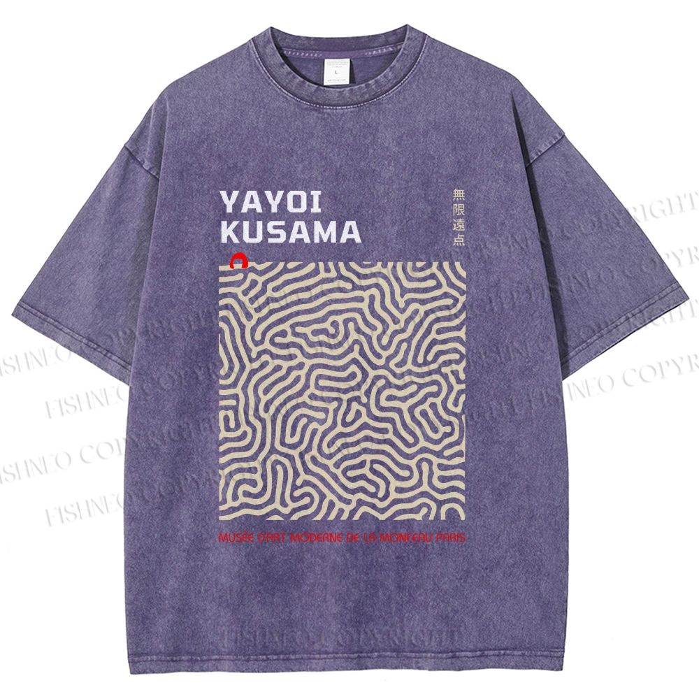 Unisex Yayoi Kusama Labyrinth Printed Washed Tee