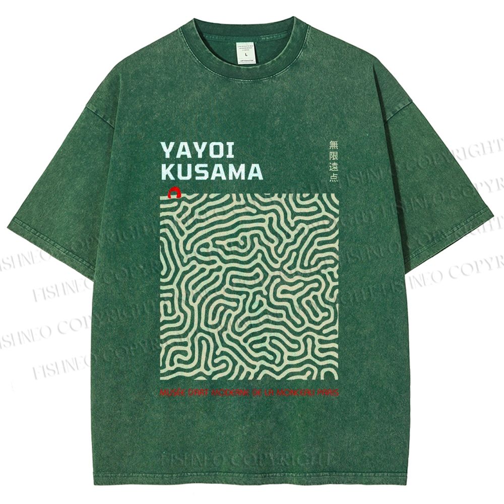 Unisex Yayoi Kusama Labyrinth Printed Washed Tee