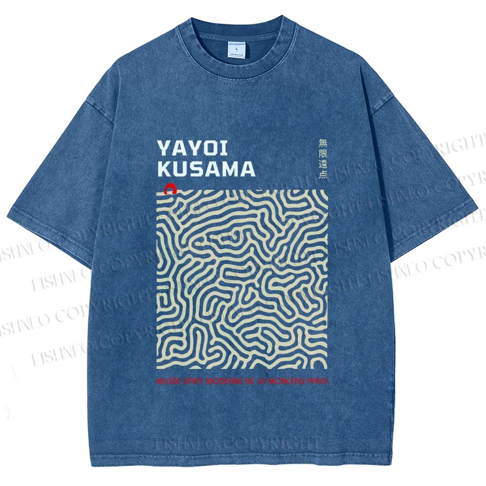 Unisex Yayoi Kusama Labyrinth Printed Washed Tee