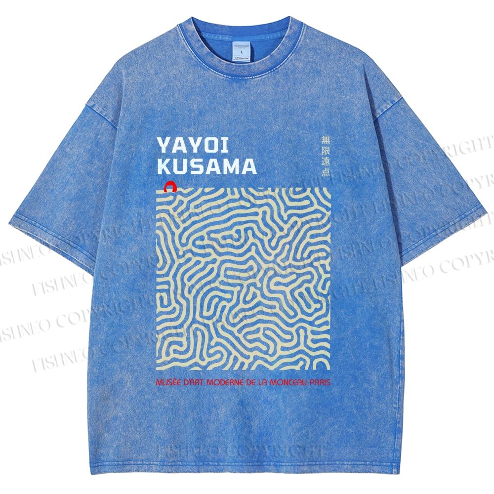 Unisex Yayoi Kusama Labyrinth Printed Washed Tee