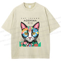 Unisex Cat Island Printed Washed Tee