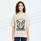 Unisex Cat Island Printed Washed Tee