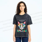Unisex Cat Island Printed Washed Tee