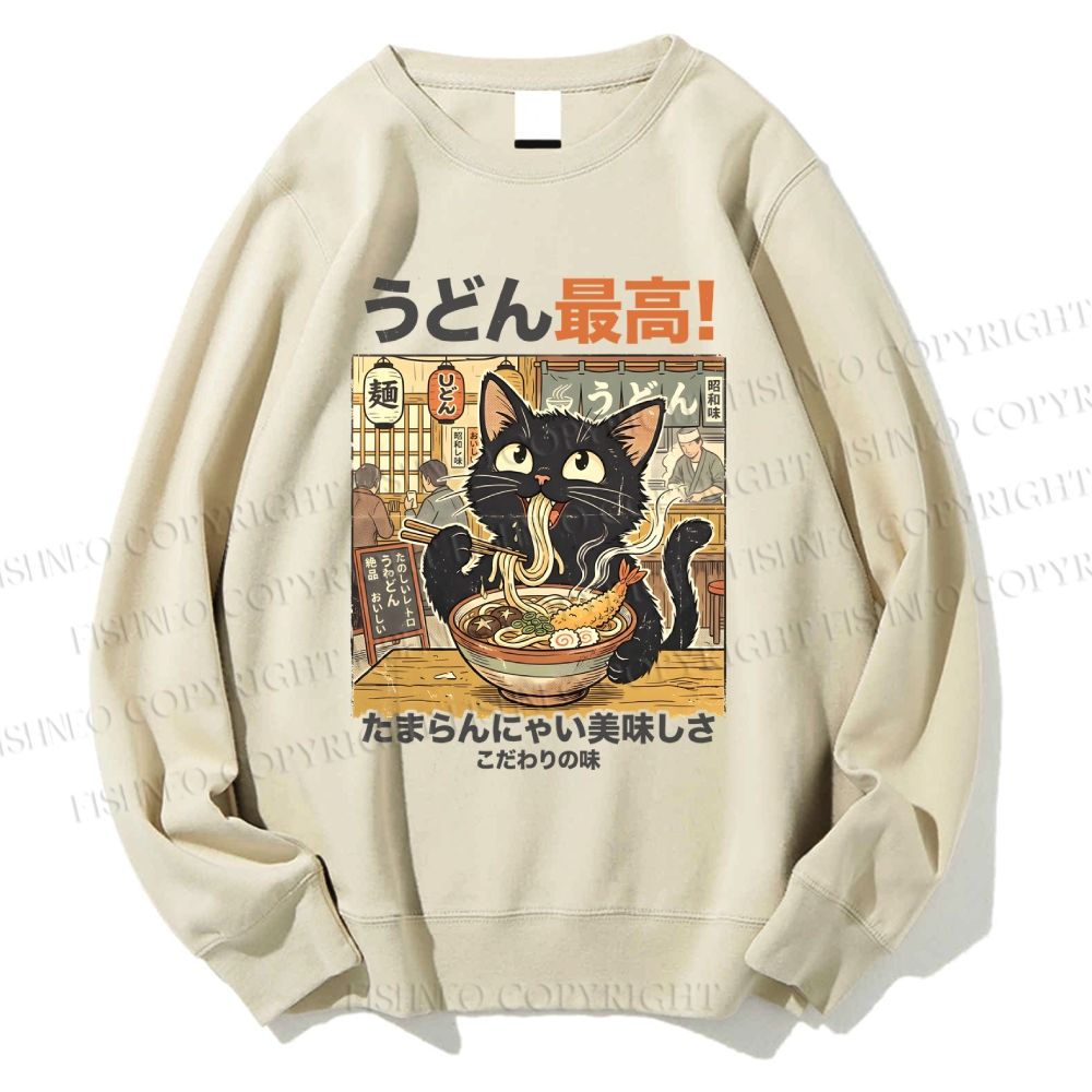 Unisex Ramen Cat Printed Sweatshirt