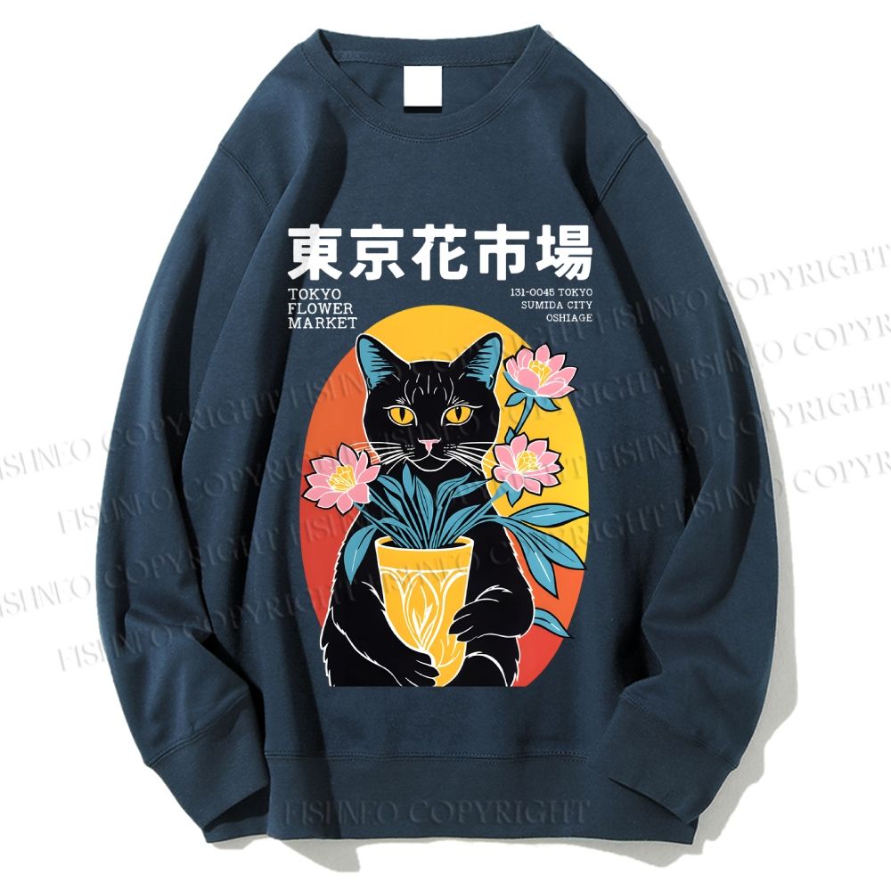 Unisex Tokyo Flower Market Printed Sweatshirt