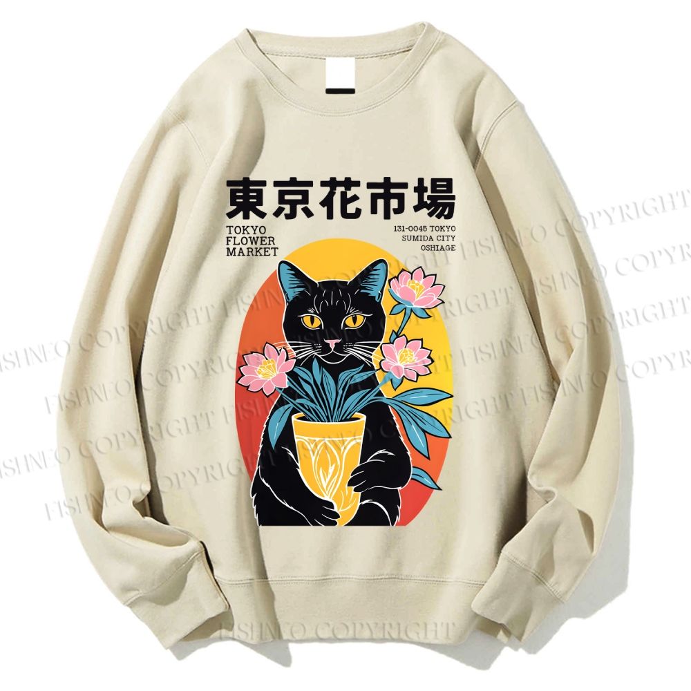 Unisex Tokyo Flower Market Printed Sweatshirt