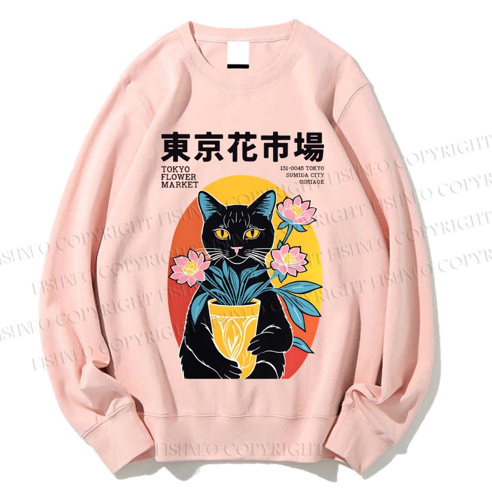 Unisex Tokyo Flower Market Printed Sweatshirt
